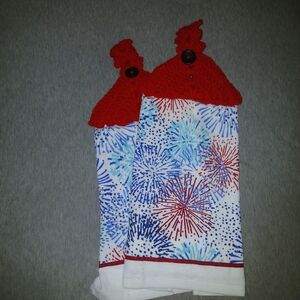 Red and Blue Fireworks Kitchen Towels